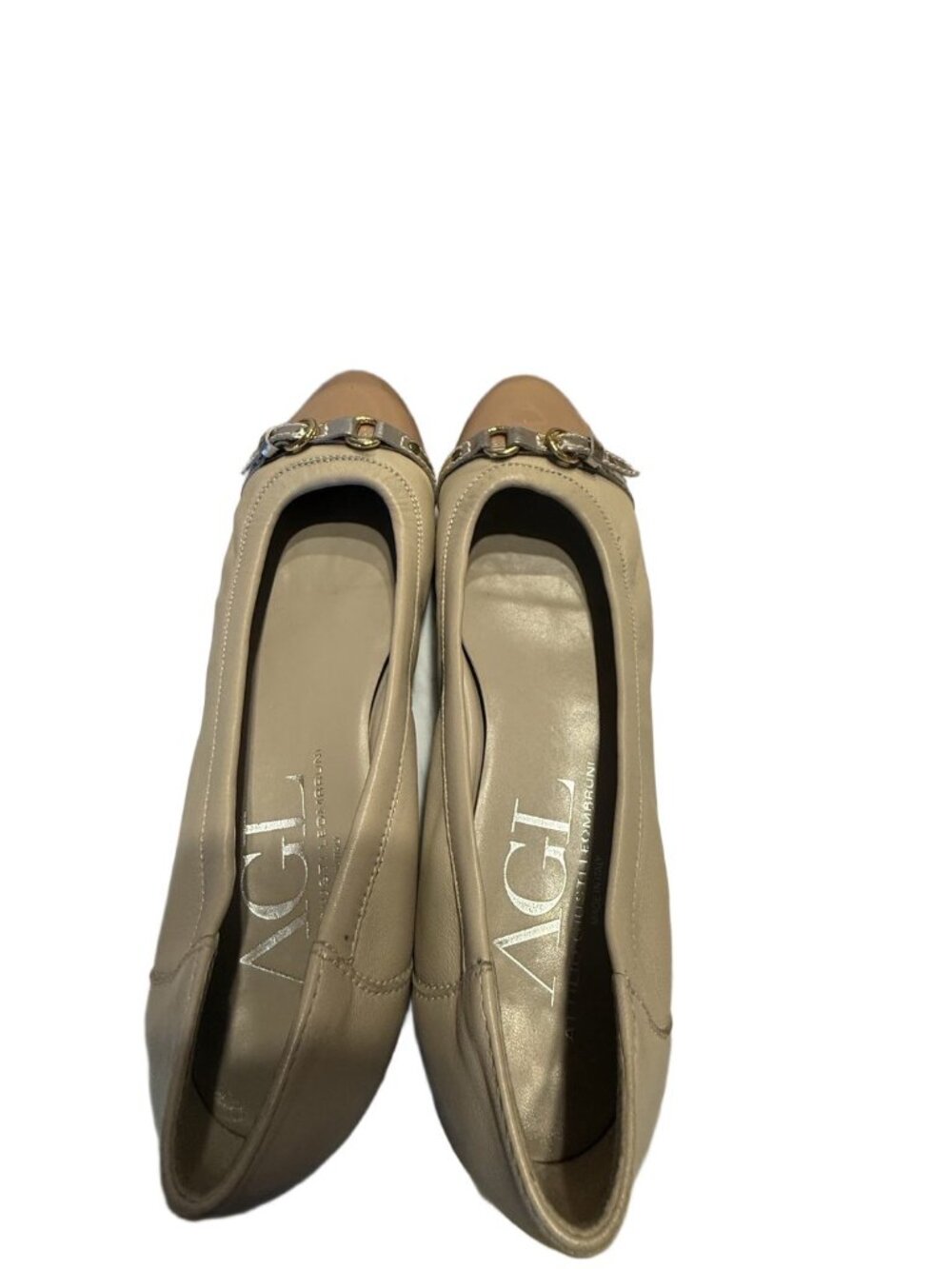 AGL Attilio Giusti Leombruni Nude Leather Cap Toe Flats — Size 11 / EU 42